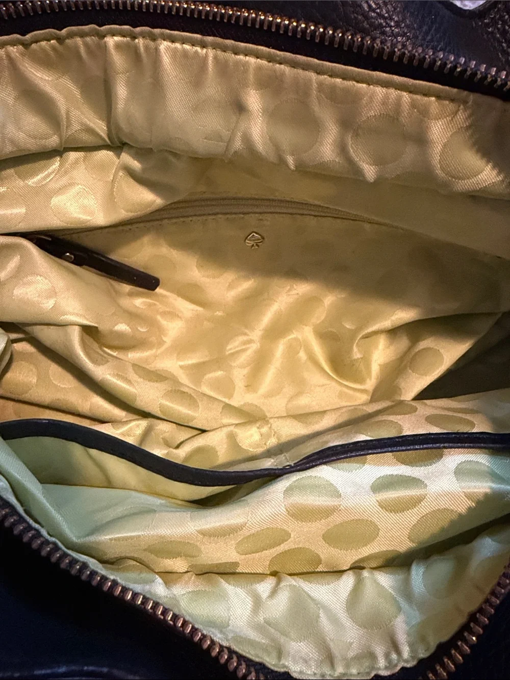 kate spade Black Pebbled Leather Shoulder Bag with Gold Logo